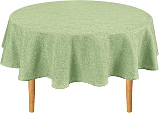 Hiasan Linen Textured Farmhouse Tablecloth 80 Inch Round, Sage Green