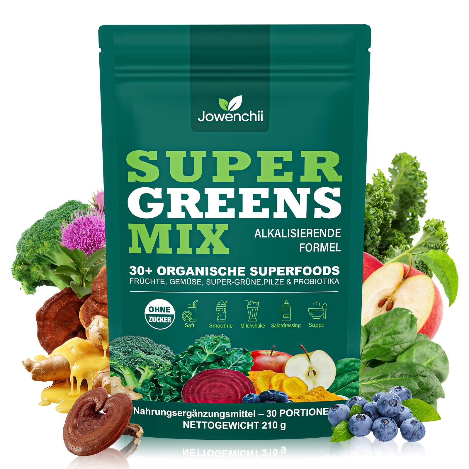 Super Greens Gummies, 60 Stück Grüne Superfood Helfer Ballaststoff-Gummies mit Früchten, Gemüse, Pflanzenextrakten & Bacillus Coagulans, für Verdauung & Darmgesundheit, Himbeergeschmack