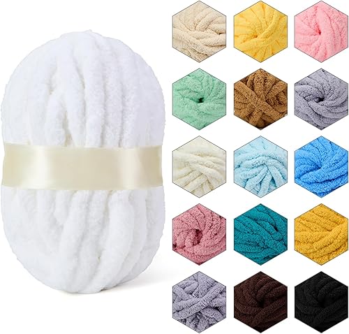 Hilo grueso de chenilla súper voluminoso, suave, grueso, esponjoso, gigante, lavable, de poliéster grande, para bricolaje, manta de punto, cojín,