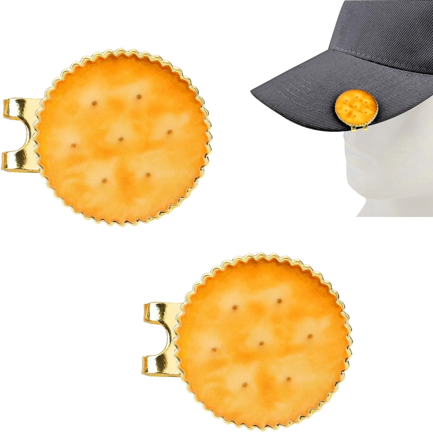 クラッカー ゴルフボールマーカー 帽子クリップセット付き おもしろクッキー 磁気ボールマーカー 帽子クリップ プレミアムゴルフアクセ