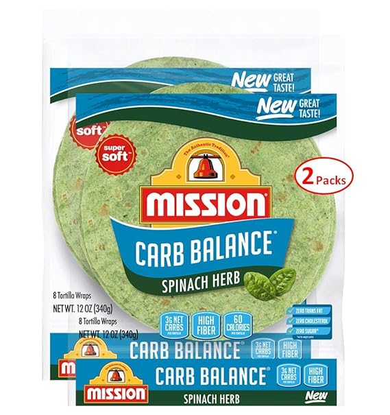 Mission Carb Balance Spinach Herb Tortilla Wraps 8" 2/8