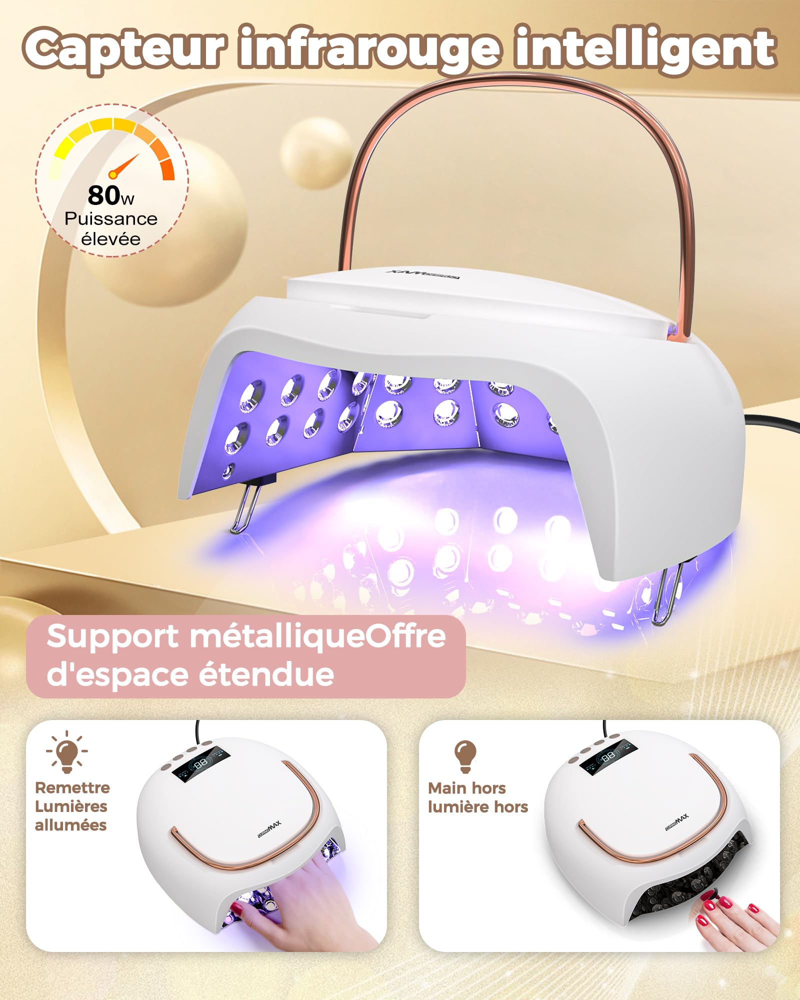 NAILGIRLS Lampada UV per unghie, lampada UV per unghie, 10/30/60/99s, timer professionale per unghie, lampada a LED, lampada UV LED, lampada per unghie in gel, per unghie in gel, per dita dei piedi