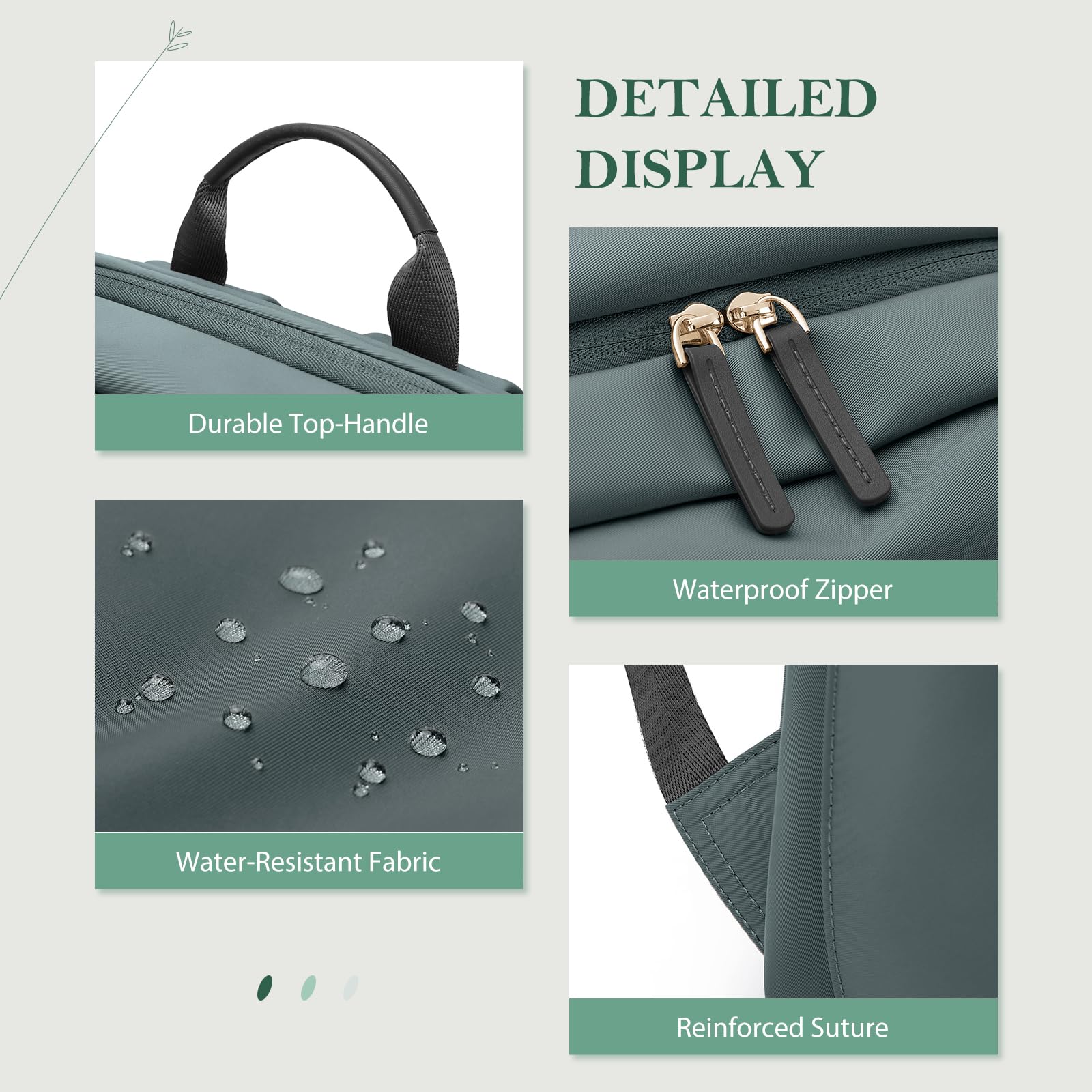 Mochila Para Ordenador Portátil Mujer, Grande Hombre Bolsa de Viaje, Laptop Backpack para Trabajo, Mochila Multicapa para Artículos Personales, 16 Pulgadas,Verde oscuro