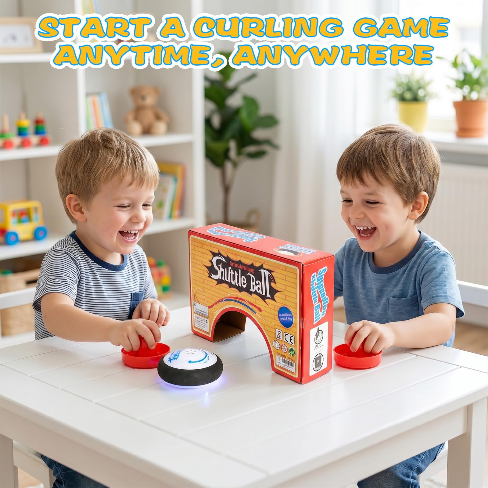 Air Hockey Hover Puck, Electric Floating Hockey Hockey z 2 czerwonymi suwakami do hokeja powietrznego, przenośna gra stołowa, gra planszowa, zabawka, symulowana gra hokejowa dla dzieci i dorosłych