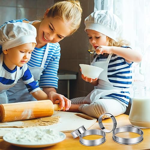 Miniatura 7 de Boao 16 anillos de magdalenas inglesas antiadherentes de doble enrollado, cortador de galletas, cortadores de galletas de doble rollo, moldes