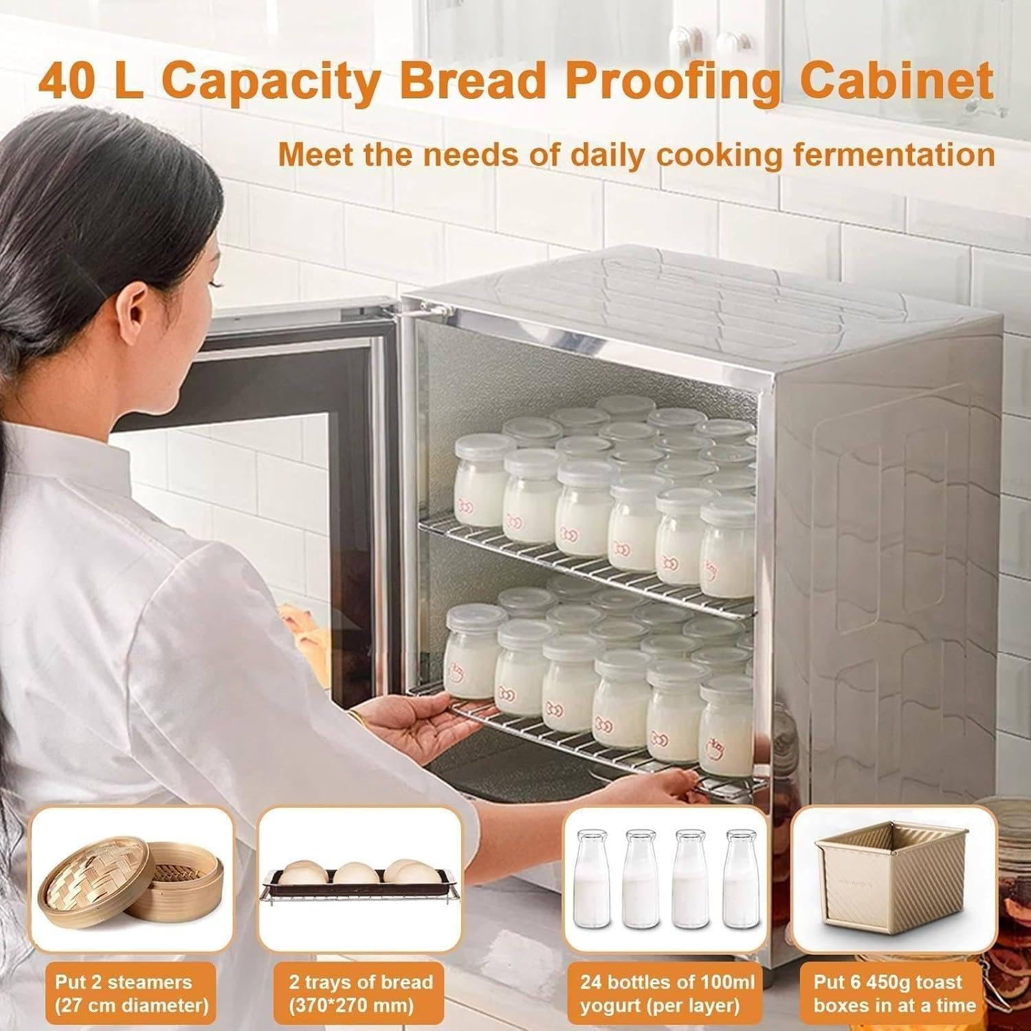 Macchina per la fermentazione del Pane Commerciale da 40 Litri, Scatola elettrica per la lievitazione del Pane, per panettieri casalinghi Che preparano Impasto e Yogurt