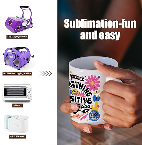 Miniatura 2 de AGH 16 tazas de sublimación de 11 onzas en blanco, tazas de cerámica de café blanco a granel, tazas lisas para sublimación con cuchara de acero