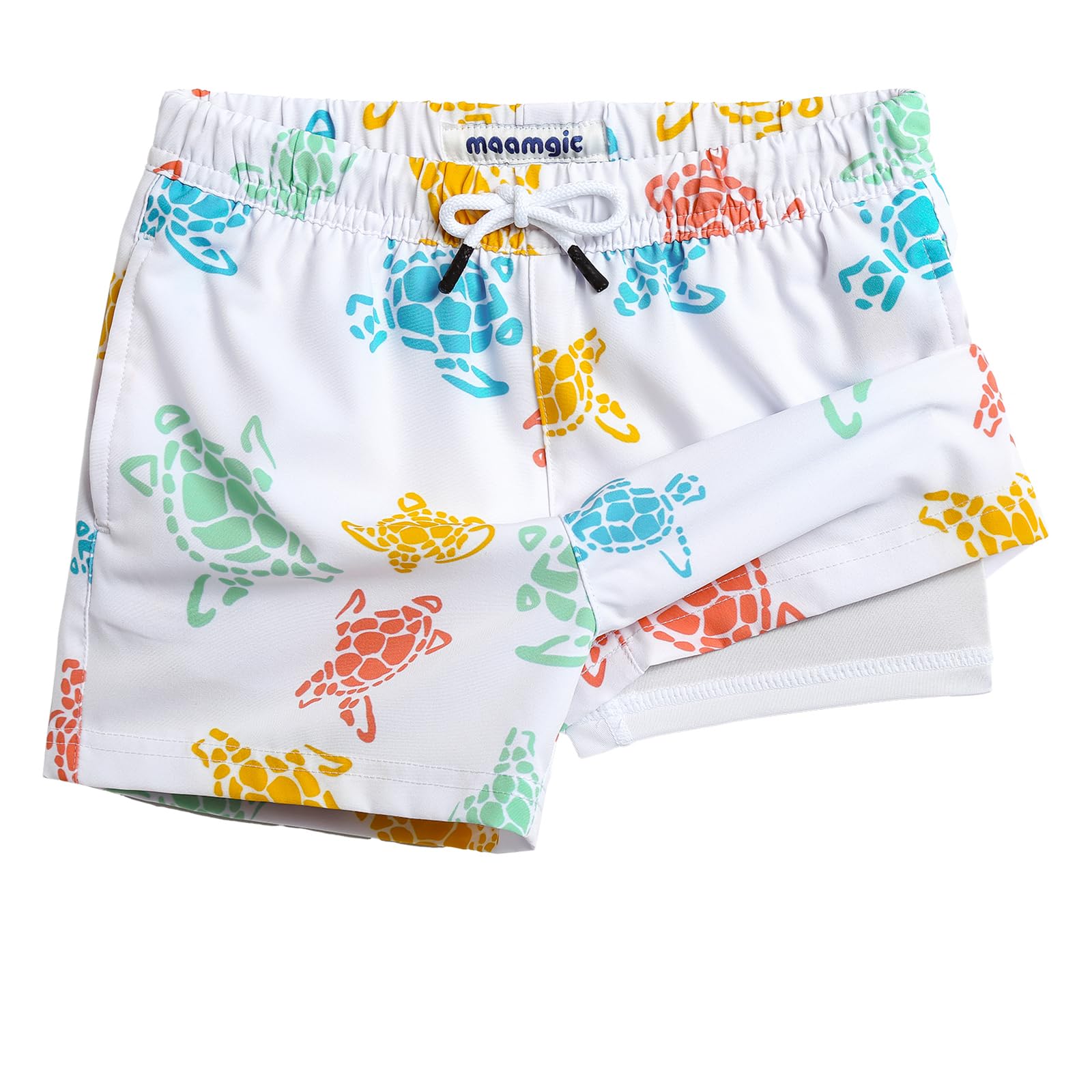 maamgic Boys Swim Trunks with Compression Liner Toddler Stretch Swim Shorts