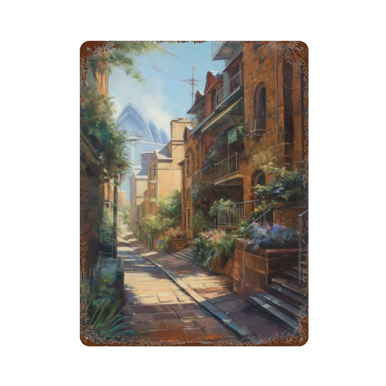 Sydney Coastal Beauty 15.7"x11.8" Retro Metal Sign, Industrial Home Decor for Basement, Hobby Room And Garage Decor