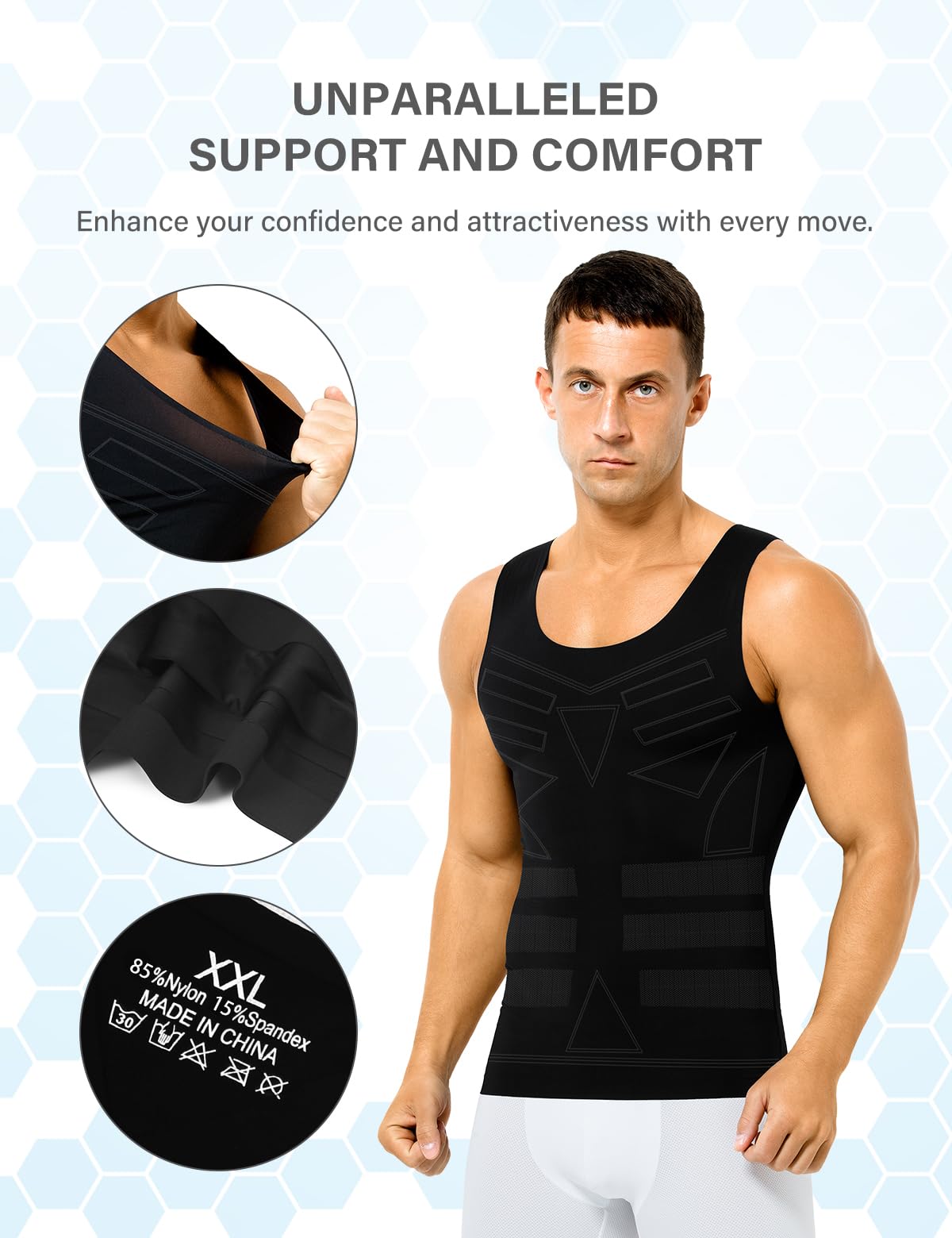 Casey Kevin Débardeur Compression Homme, Maillot de Corps Gaine Ventre Plat Homme Gainant Tee Shirt Compression Amincissant Debardeur sous-Vêtements Shaper, XL