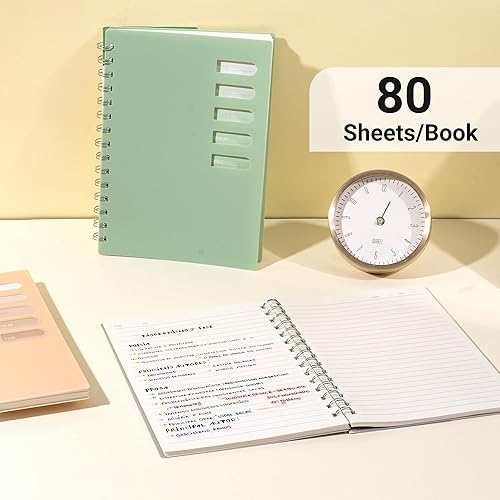 Miniatura 5 de Yoment Paquete de 4 cuadernos en espiral A5, cuaderno encuadernado en espiral de tapa dura de 5.7 x 8.25, 160 páginas con rayas universitarias, para