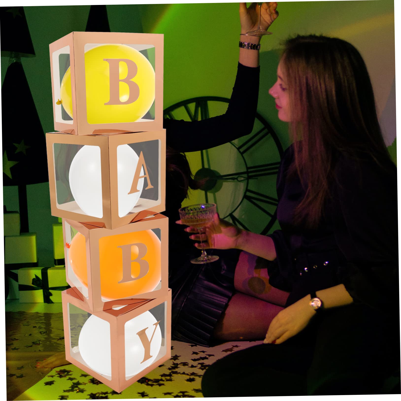 Alipis Babyparty Ballonbox aus Papier mit Buchstaben Wiederverwendbare Dekorative Ballonbox für Hochzeit und Bridal Shower Deko Satz