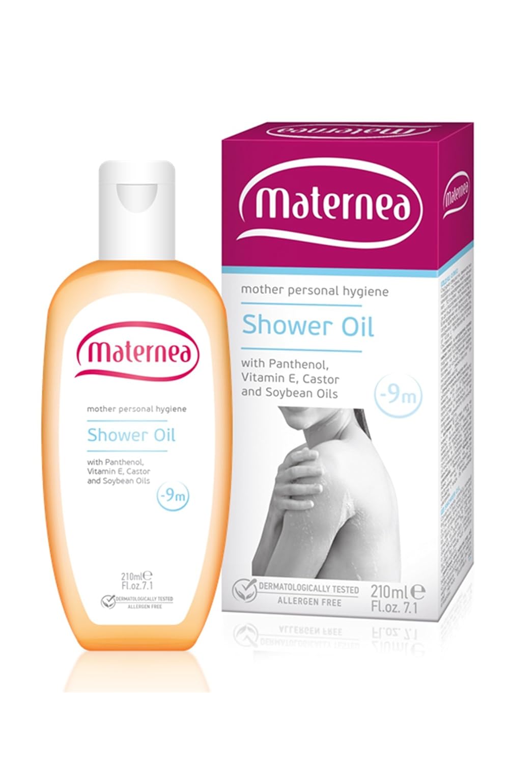 MATERNEA Shower Oil with Panthenol, Vitamin E, Castor and Soybean Oils (7.1 fl.oz