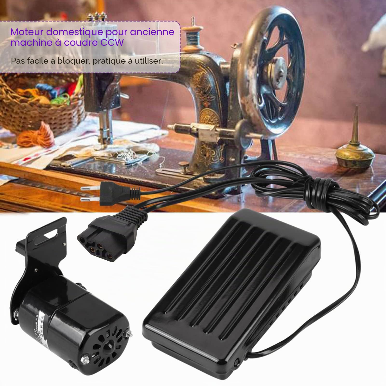 Moteur et Pédale de Pied Pour Machine à Coudre Avec Brosse à Charbon CCW