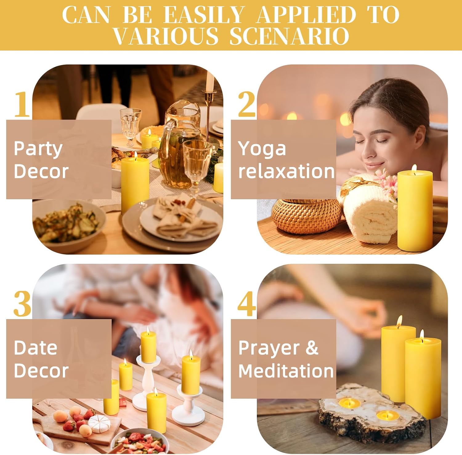 3 Pack Beeswax Candles, Non Toxic Natural Beeswax Pillar Candle for Home