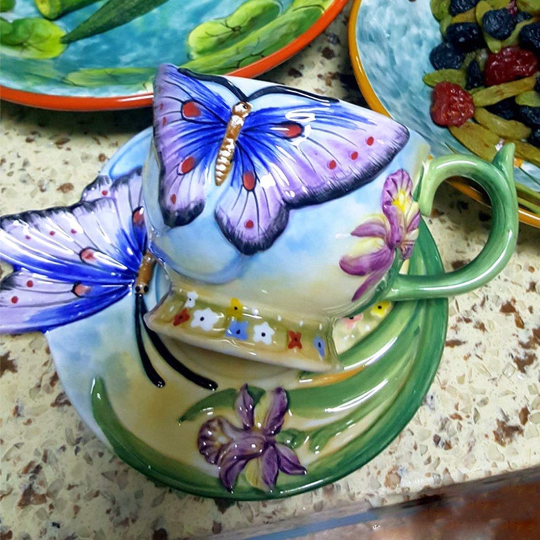 Amazon.com | Blue Butterfly Ceramic Coffee Cup, Teacup, Cup And 