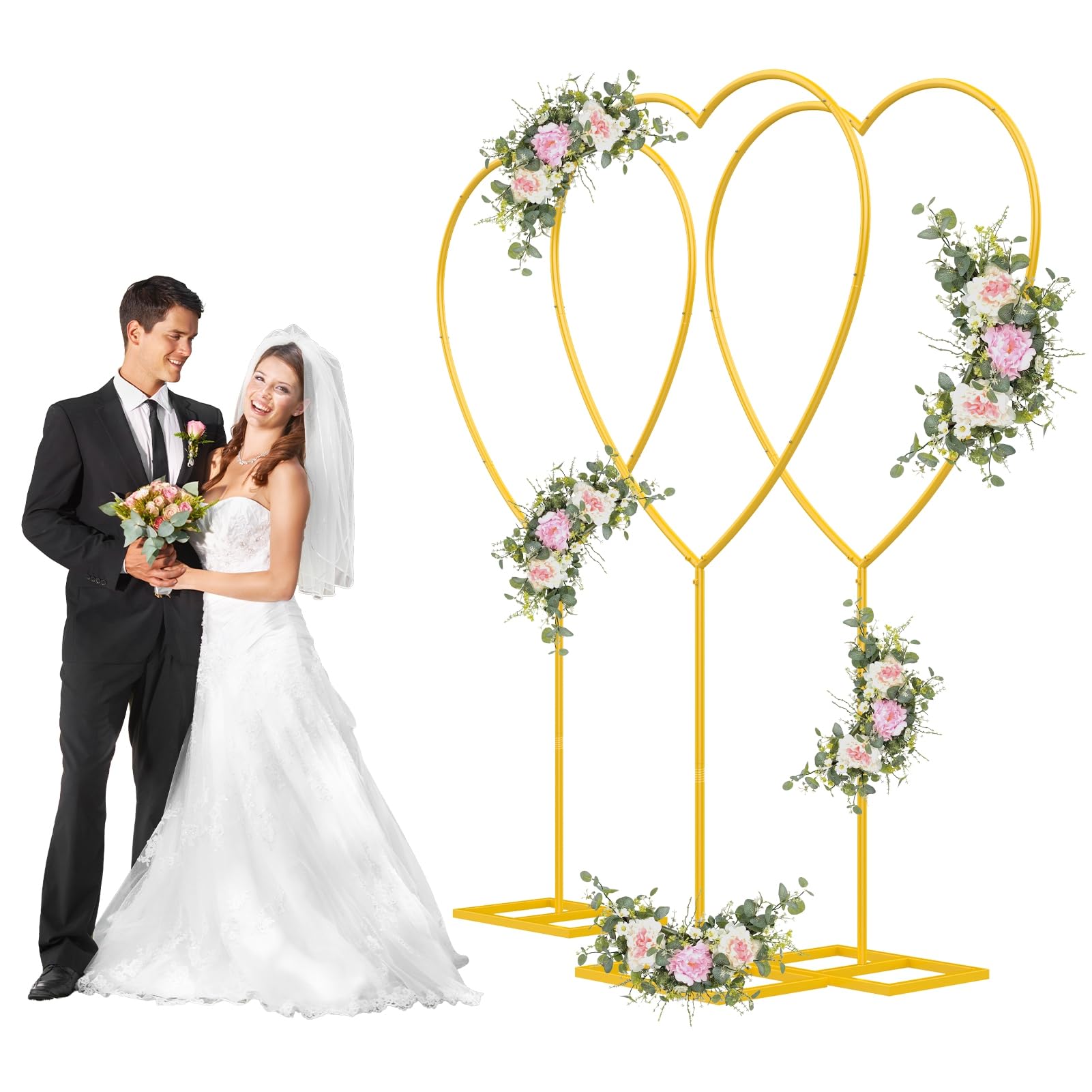 Herz-Bogenständer aus Metall, 5,7 ft goldener Herzrahmen für Hochzeit