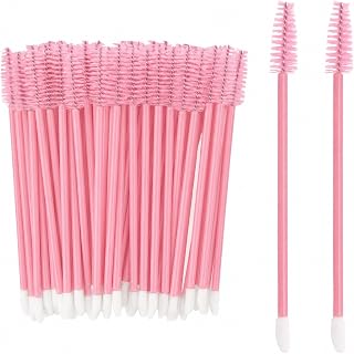 G2PLUS 100pcs Eyelash Brush Lip Brush, Pink Dual Ended Mascara Wands, Disposable Makeup Brushes for Eyelash Extension, Eyebrow, Lip Gloss, Salon and Travel Use