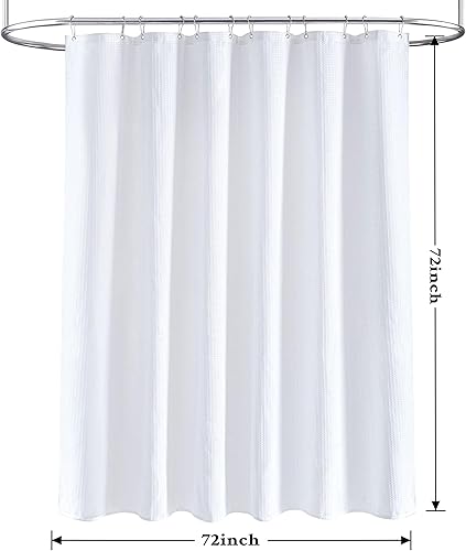 Miniatura 7 de Tititex Forro de cortina de ducha de tela blanca sólida con 2 imanes, textura de burbujas de presión, suave calidad de hotel, forro de ducha