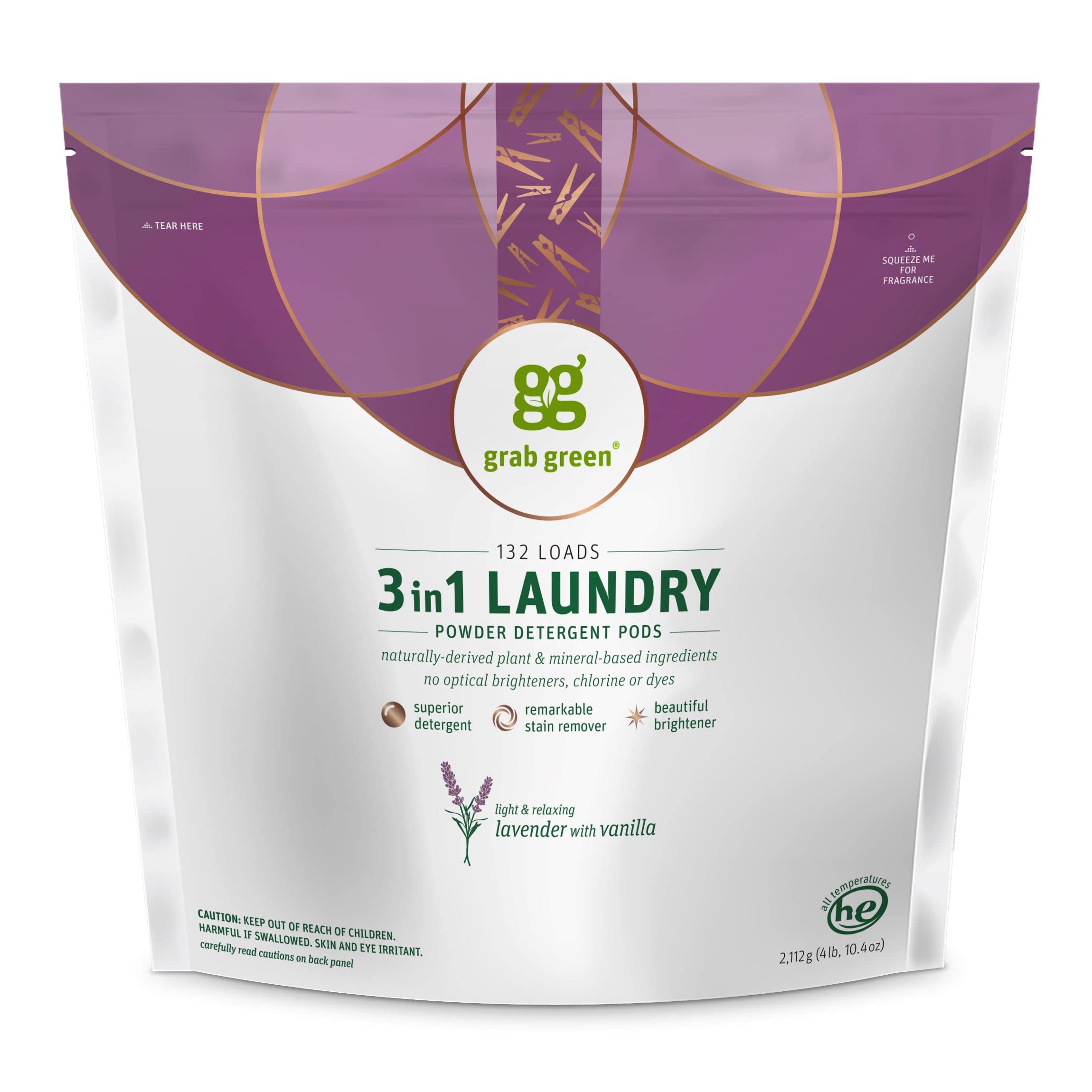 3-in-1 Laundry Detergent Pods, Lavender,132 Loads, 5lbs, 4oz (2,376 g)