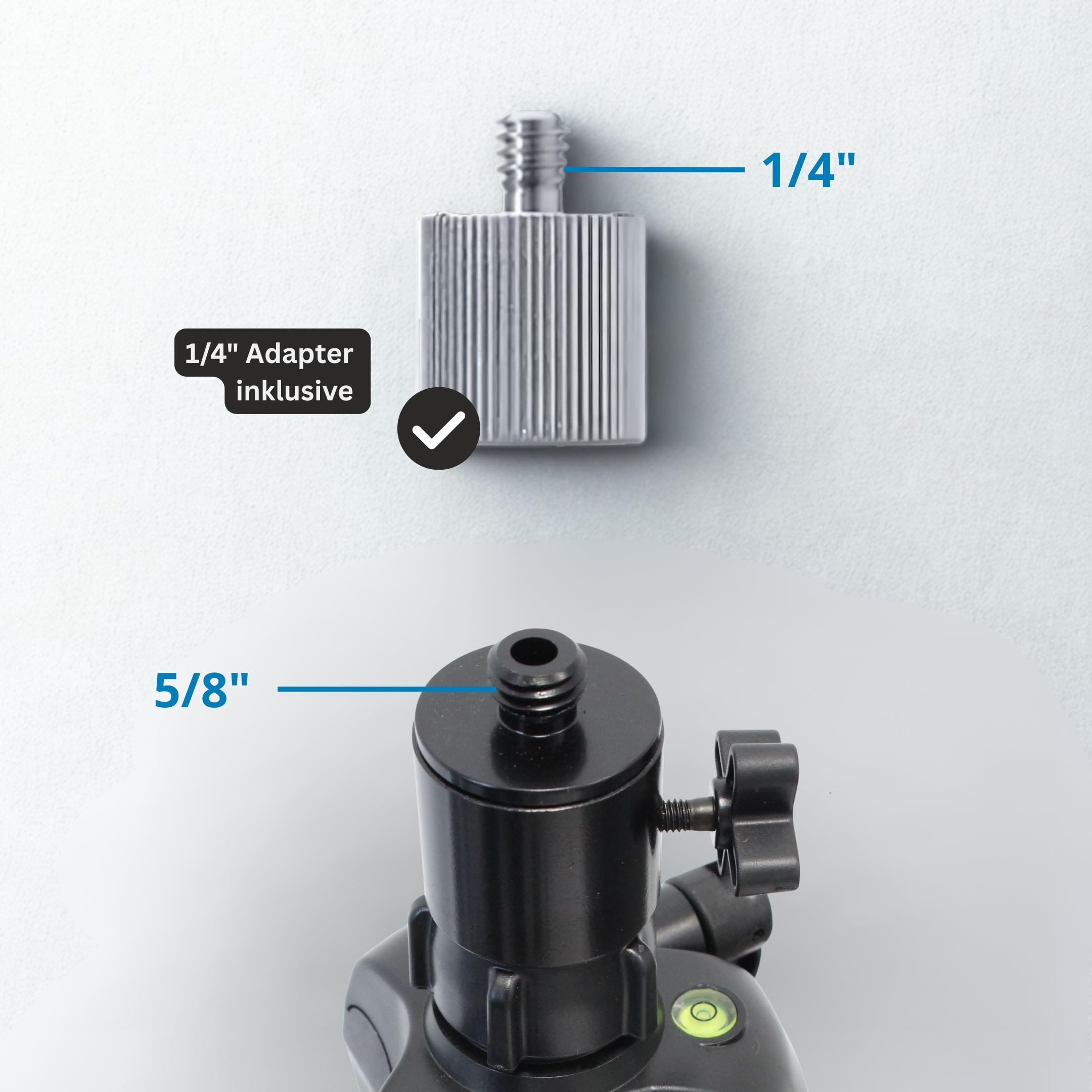 Kurbelstativ 173 cm – Stativ für Laser höhenverstellbar , Laserstativ für Kreuzlinienlaser oder leichte Rotationslaser mit Kurbelhub, Baustativ 5/8 Zoll & 1/4 Zoll Gewinde Adapter