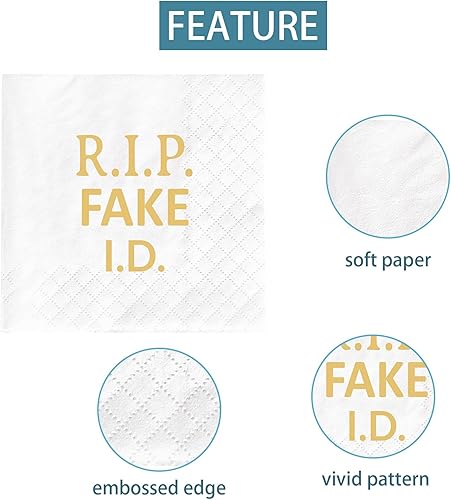 Miniatura 3 de Joyiou RIP FAKE - Servilletas de identificación, decoraciones de cumpleaños 21, suministros de fiesta, divertidos regalos de cumpleaños 21,