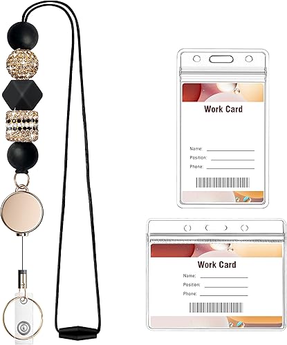 Miniatura 1 de KAPTRON - Cordón retráctil con soportes para insignias, lindo cordón para profesores para tarjetas de identificación y llaves, cordón de silicona