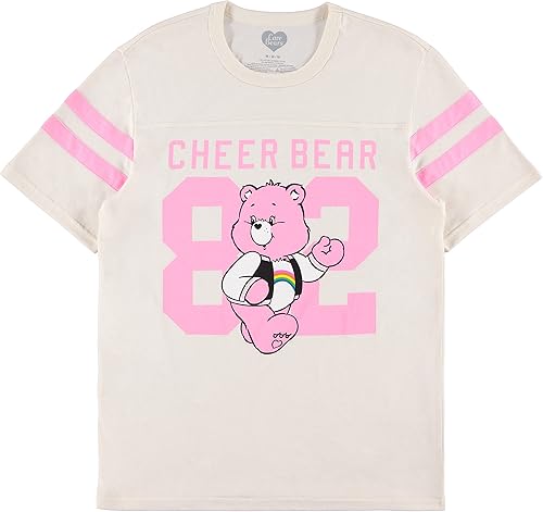Care Bears Camiseta clásica para mujer, diseño de animadora Funshine Good Luck Varsity con manga a rayas