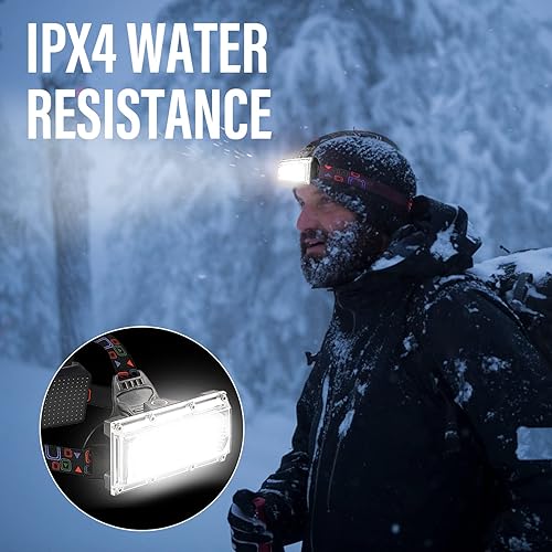 Miniatura 5 de Linterna frontal, LETOUR, más brillante, 5000 lúmenes, luz CREE LED de trabajo, recargable, impermeable, linterna frontal con zoom, luces de cabeza