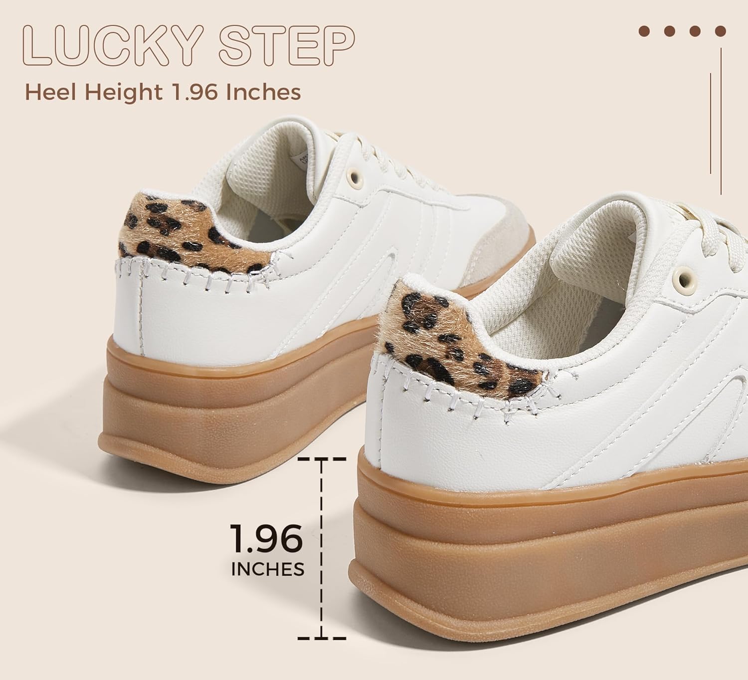 LUCKY STEP Women's Platform Retro Fashion Sneakers Classic Casual Gum Rubber Sole Skate Trainer Tennis Walking Shoes Thick Sole Trendy Footwear - Image 5