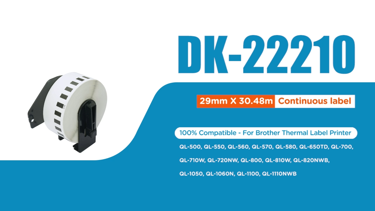 Brother DK-22210 Étiquette compatible 29 mm x 30,48 mètres