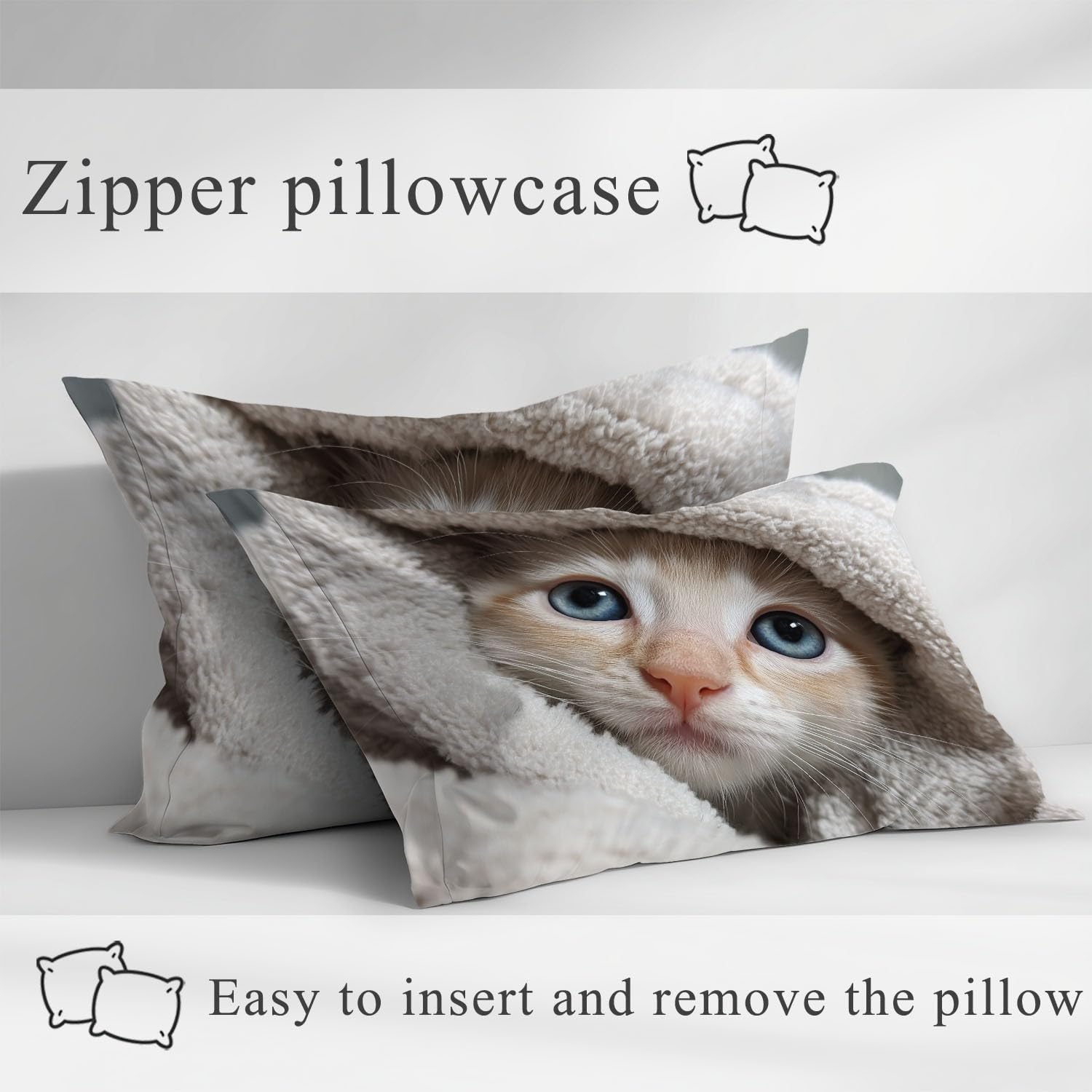 Sábana Ajustable Matrimoniale y Sábana con elástico luego de Sábana Ajustable para Cama Carino Animali Gatto Niñas Colchones de 30 CM de Alto con Fundas de Almohada Giallo