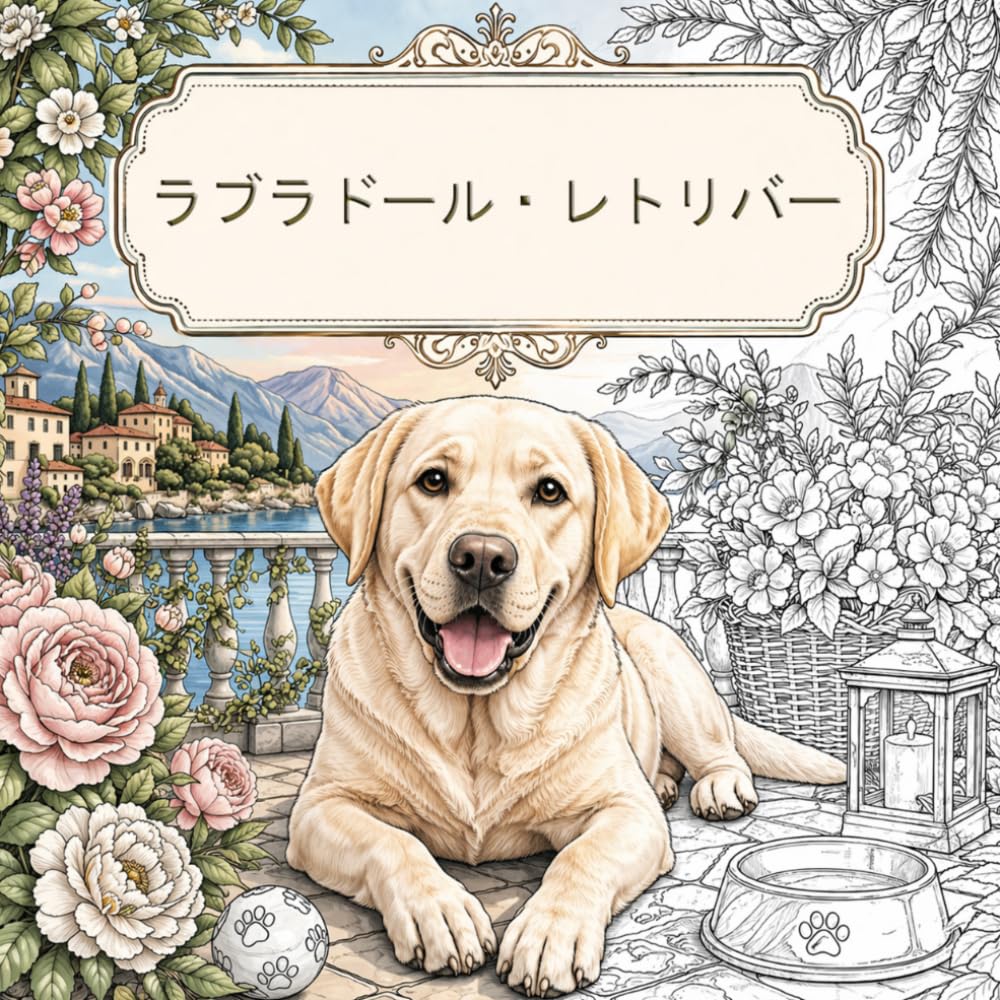 ラブラドール・レトリバー ぬりえブック（大人向け）: 癒しとやすらぎを感じる、やさしさと喜びに満ちた日常のデザイン