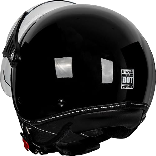 Miniatura 3 de Casco de motocicleta 34 Casco retro de cara abierta Vespa para scooters con visera transparente para hombres y mujeres - Aprobado por DOT