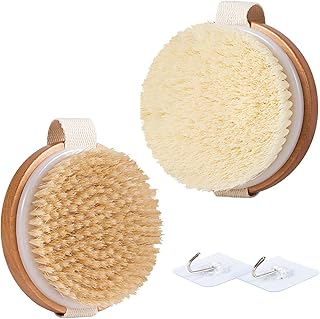 2-in-1 Wood Body Brushes - Wet & Dry Shower Brush, Soft & Stiff Bristles, Cellulite & Lymphatic Massage, Suitable for All Skin Types