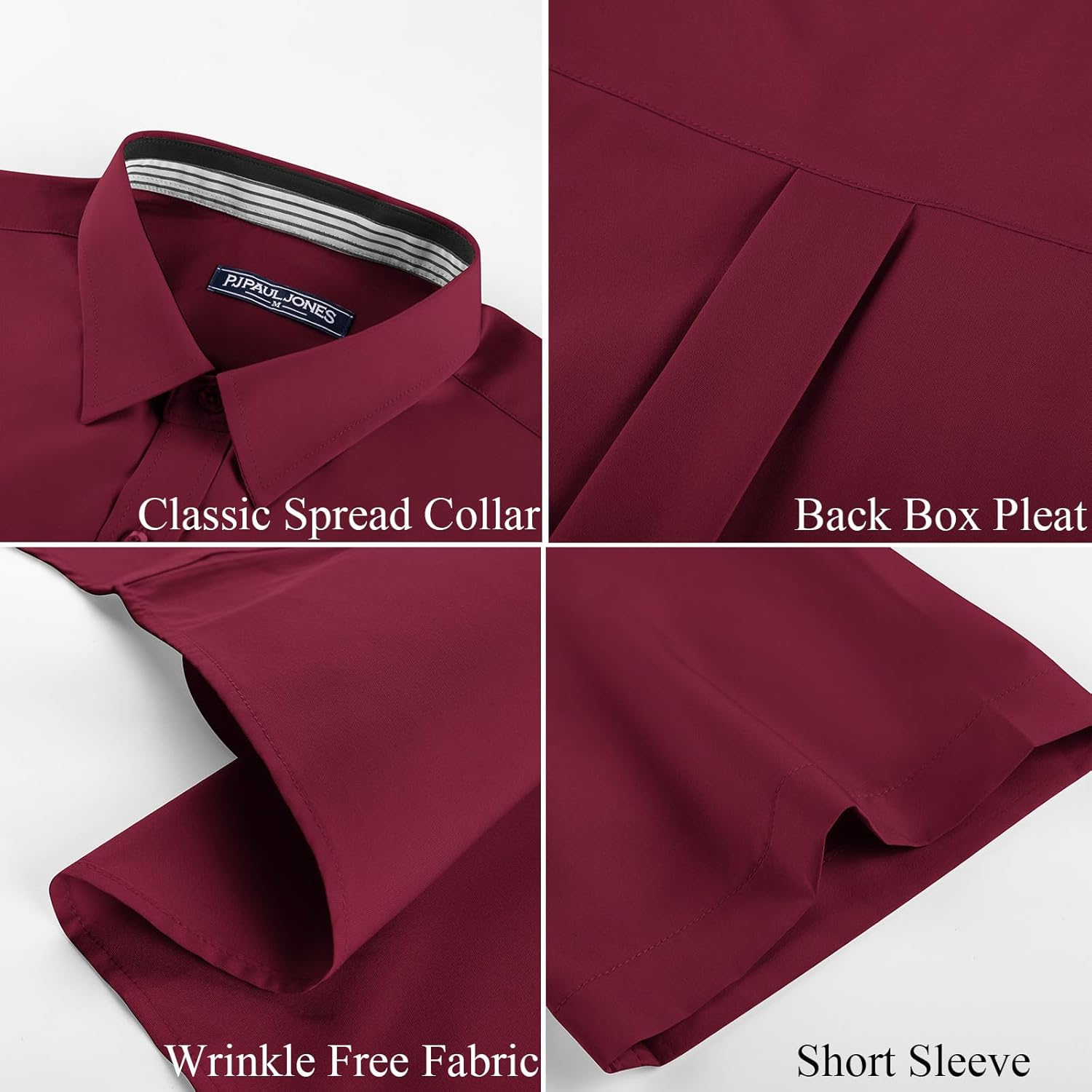 PJ PAUL JONES Mens Short Sleeve Dress Shirts Stretch Wrinke Free Untucked Business Casual Button Down Shirt Regular Fit - Image 7