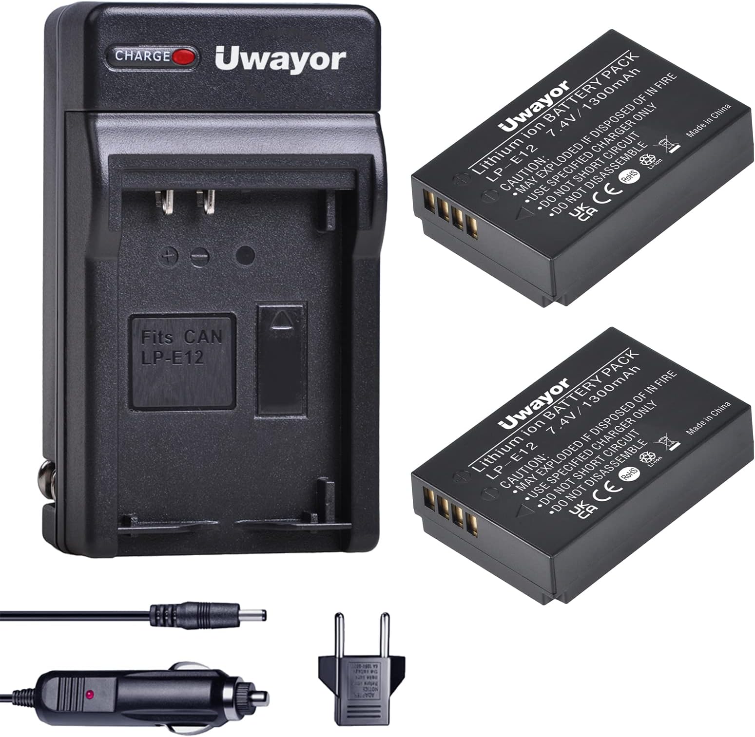 Uwayor 2 Pack LPE12 Battery and USB Charger for Canon EOS