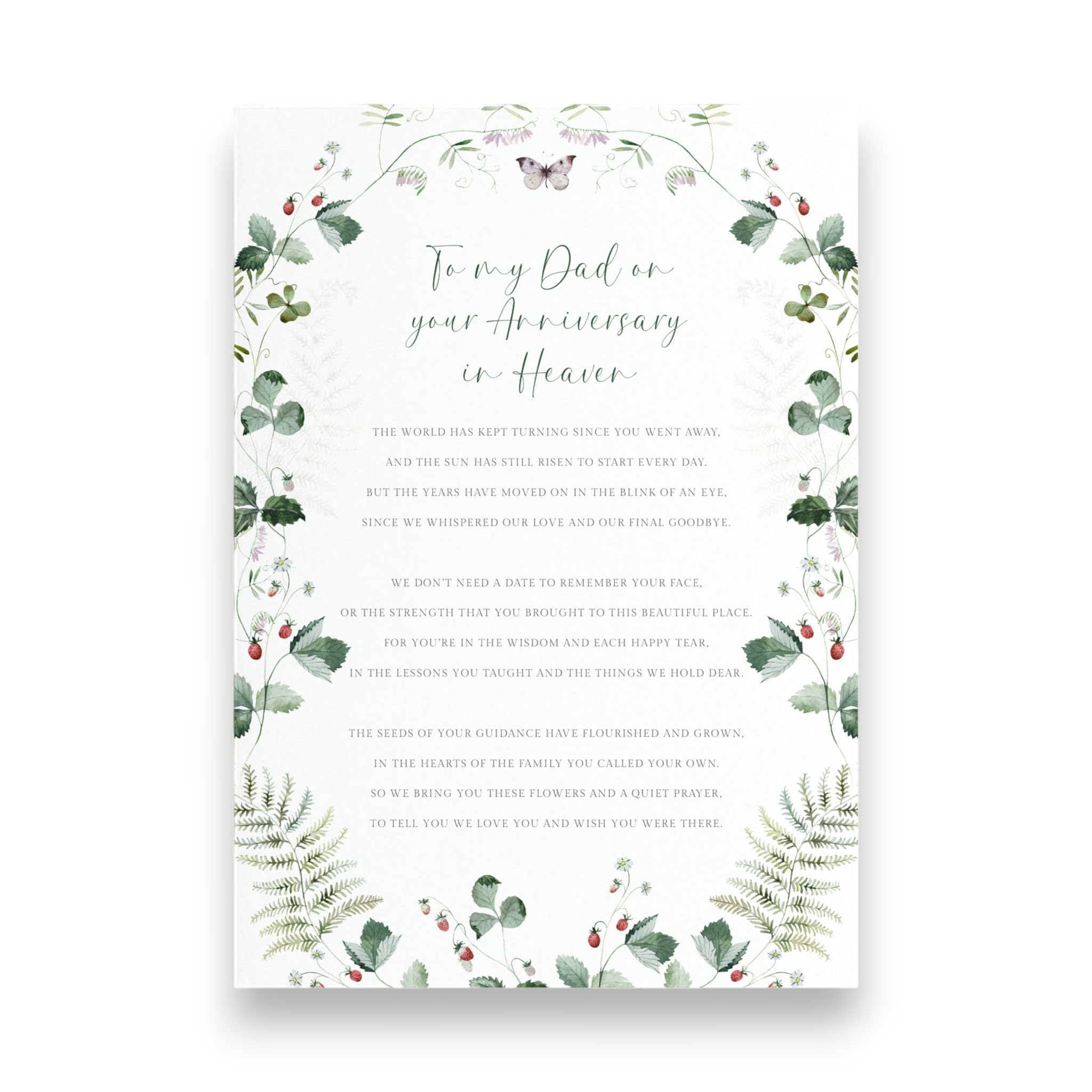 Personalised Dad Anniversary Memorial Card for Grave, Laminated Dad Graveside Card Anniversary in Heaven, WITH HOLDER STAKE