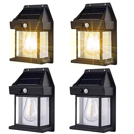 KAVANA Solar Wall lamp Lights for Outdoor,Motion Sensor lamp, Solar Lights for Outdoor, Home, Garden with Solar Panel Waterproof Outdoor lamp for Garden, Patio, Yard- Multi Color (4)