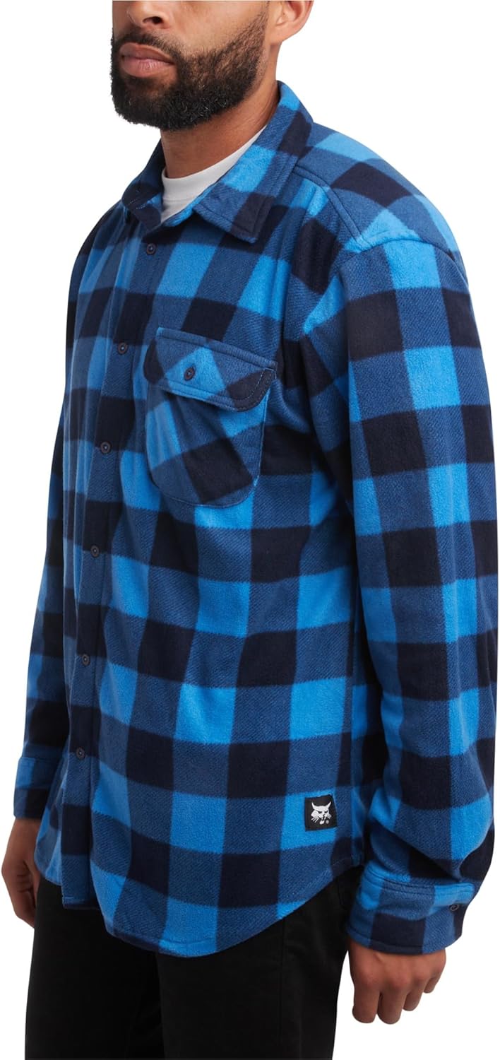 Bobcat Men's Flannel Button Down Shirt - Long Sleeve Collared Button Down Work Shirt with Single Chest Pocket (Sizes: S-XL) - Image 5