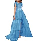 Girls Sequin Dress Formal Pageant Sparkle Party Ruffle Prom Maxi Dress Size 5-14Y
