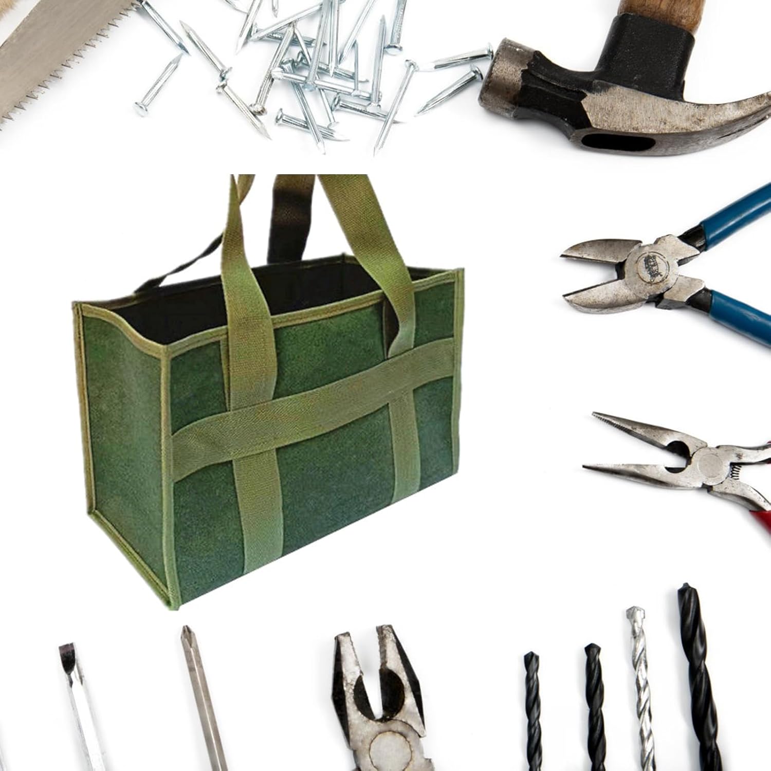 Wide Mouth Tool Bag Canvas Tool Bag Large Capacity Storage Bags Organizers Handbag Tool Bag Carry Bag For Wrenches Plier