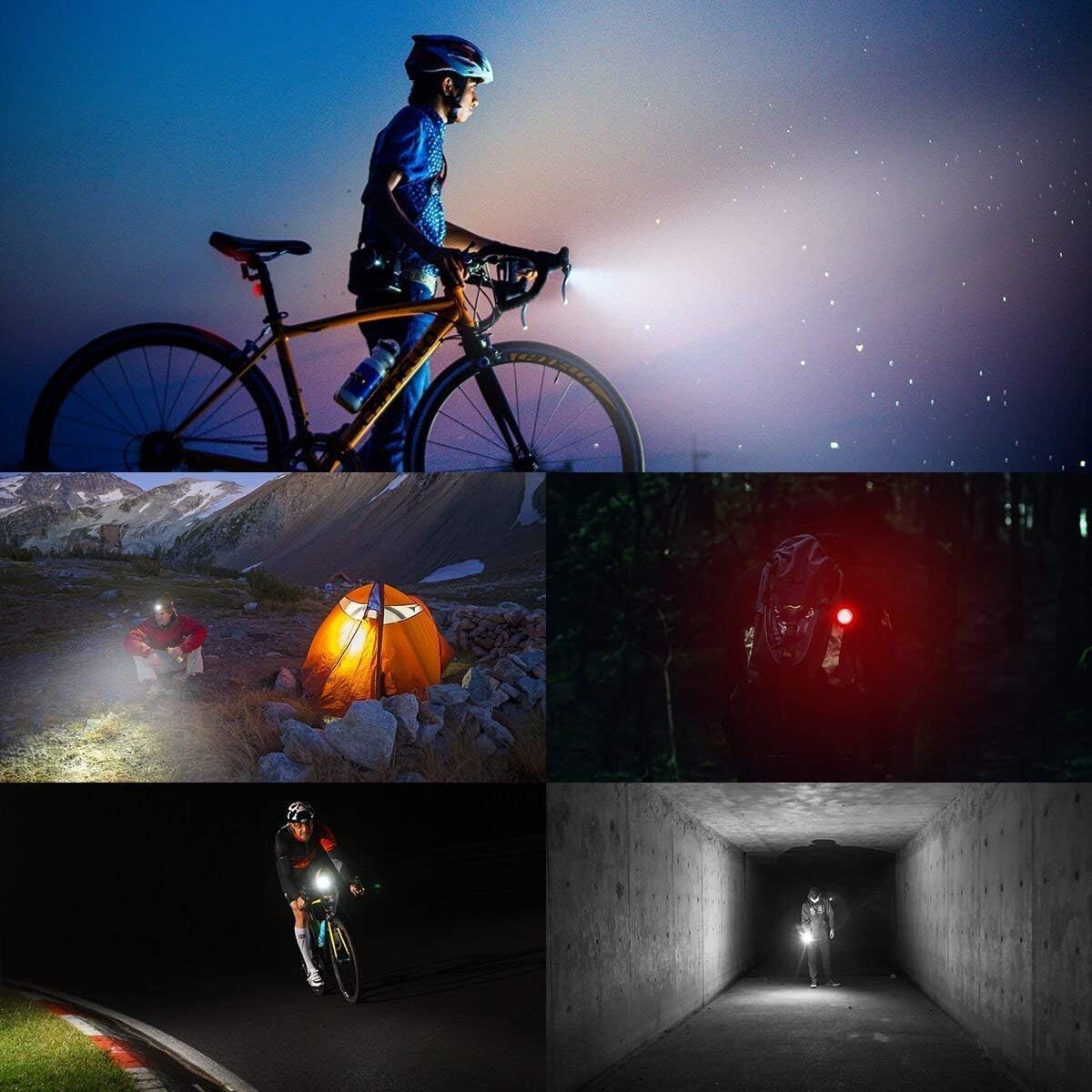 USB Rechargeable Bike Lights Set, Akale Super Bright LED Bicycle Lights Front and Rear, 4 Light Mode Options, 650mah Lithium Battery, Bike Headlight, IPX4 Waterproof, 2 USB Cables 4 Strap Included : Sports & Outdoors