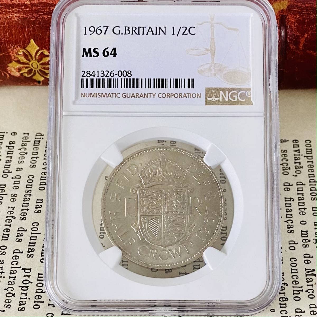 ☆NGC☆最高鑑定☆1967 イギリス 1/2クラウン MS64 エリザベス女王 エリザベス女王