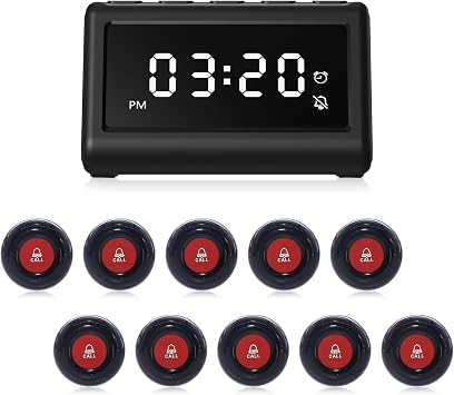 CallToU Wireless Calling System Caregiver Pager Call Button System with 10 Waterproof Call Buttons and 1 Number Receiver for Clinic Nurses Station Restaurant Nursing Home