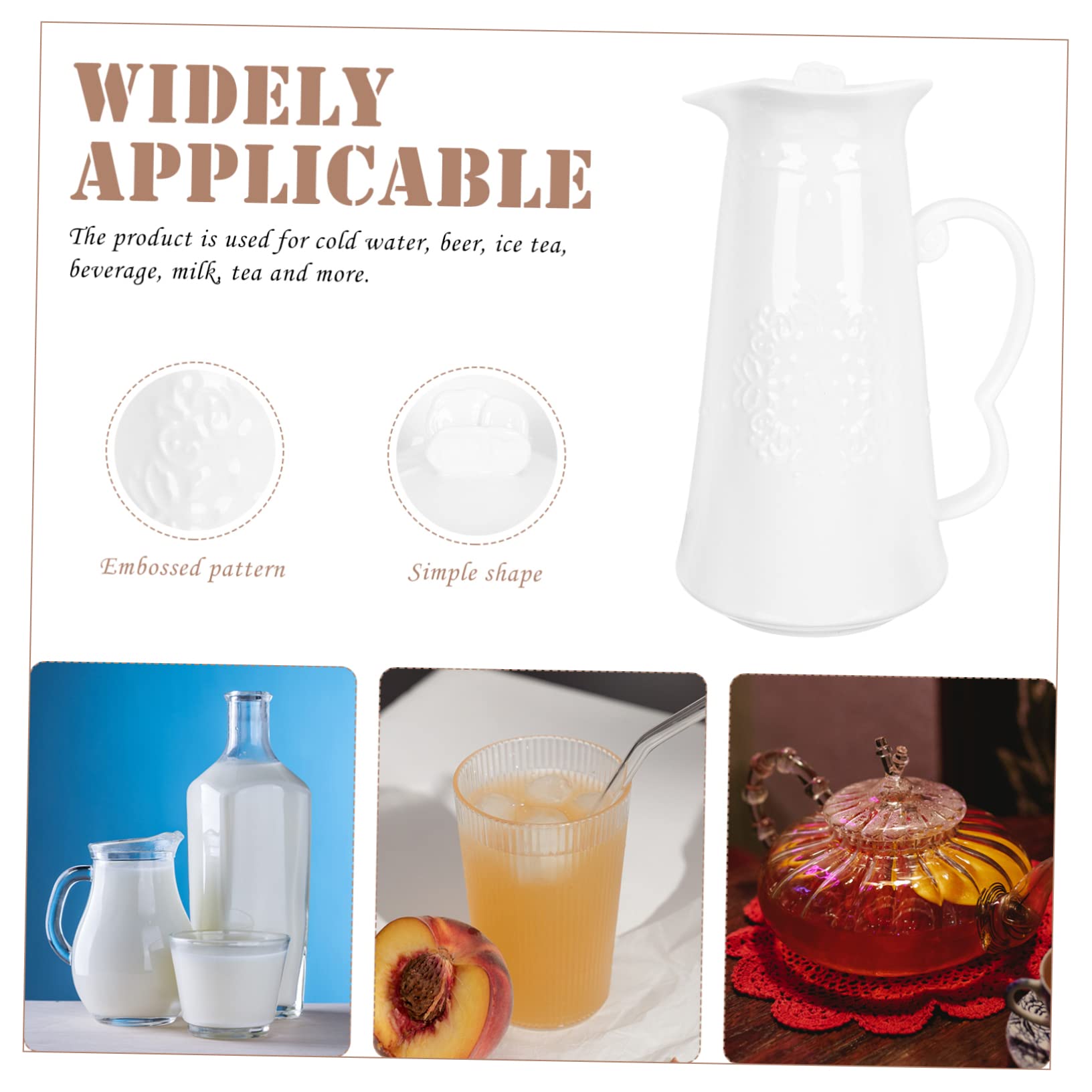 Cabilock Pichet à Eau 1300ml en Céramique Design Élégant et Simple Blanc pour Boissons Froides et Bière pour Dîners et Fêtes