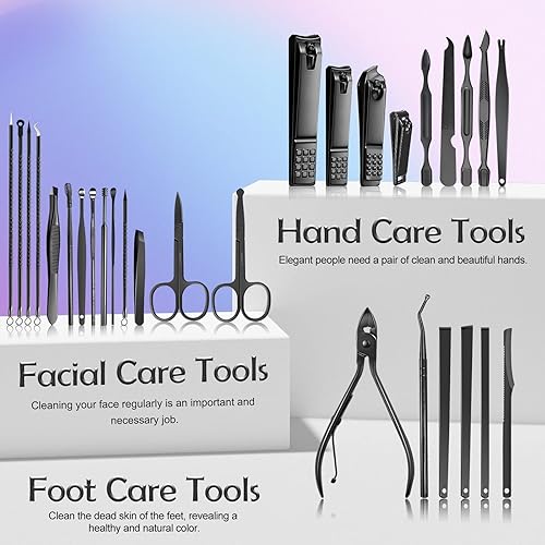 Miniatura 4 de Juego de manicura para el cuidado personal, kit de aseo 30 en 1, kit de manicura profesional de pedicura, cortaúñas para hombres y herramientas de