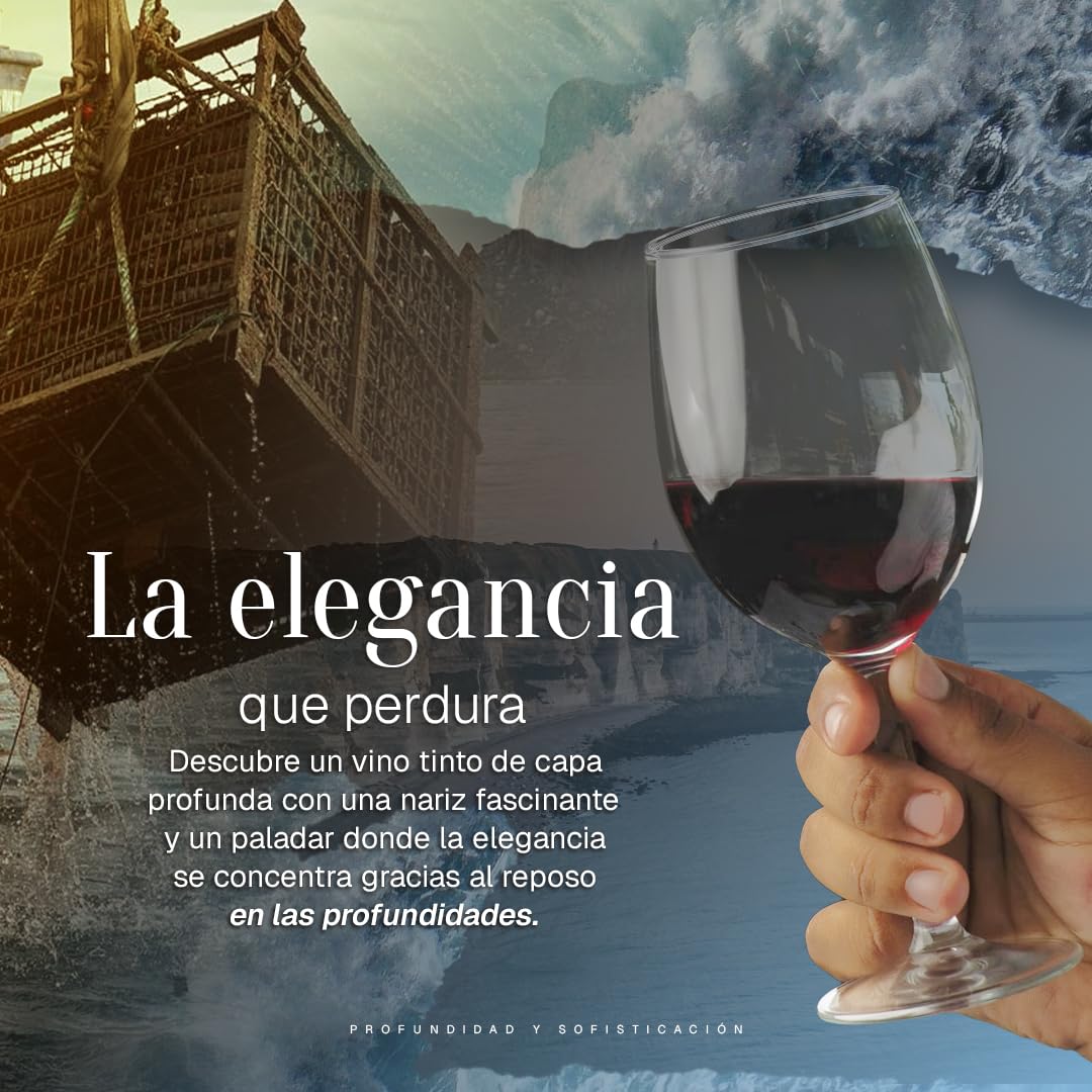 Vina Maris 2017 | Vino Tinto Crianza Submarina | Crianza Bajo el Mar Mediterráneo | Edición Limitada | Vino Gourmet Premium | Roble Francés | 75cl | Estuche de Regalo