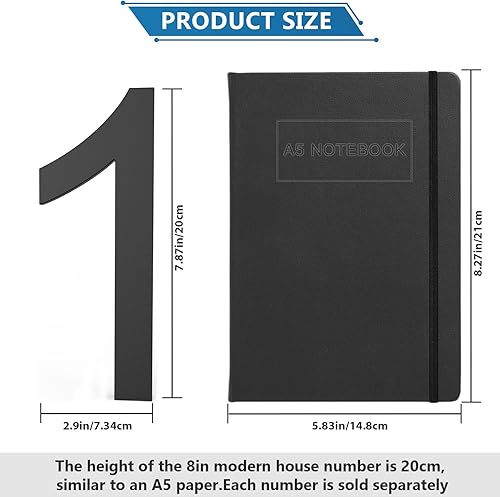 Miniatura 124 de DEWEL Números flotantes de casa grandes de 8 pulgadas para exteriores, decoración de números de dirección de casa modernos negros para señalización