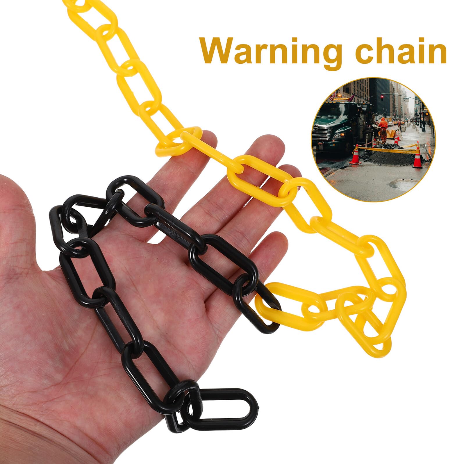Cabilock Cadena de Barrera de Seguridad de Plástico Ligera 6 Mm 25 Metros Amarilla y Negra para Control de Multitudes, Estacionamientos, Obras y Señalización Industrial